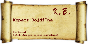 Kopacz Bojána névjegykártya
